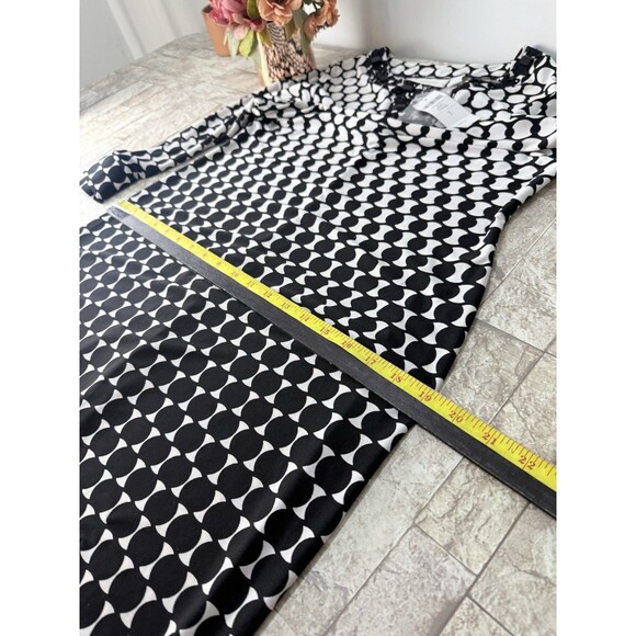 New Chicos Womens Size 1 US Sz 8 Polka Dot Dress Black White Midi Pullover - Picture 12 of 16